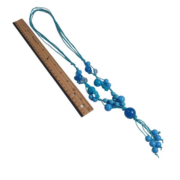 Necklace Jewelry 28 to 44 Inch Length Plastic Gem Costume Beach Core Baby Blue - Picture 5 of 6